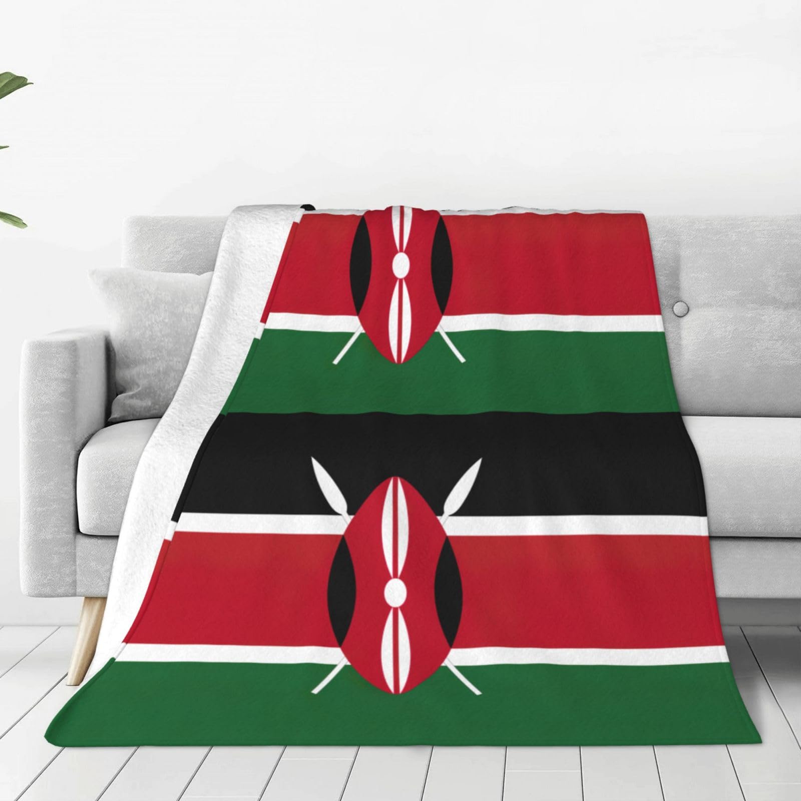 Couverture polaire drapeau Kenya anti-froid plaid doux pour canapé glacé