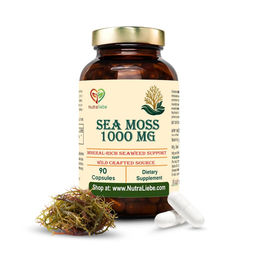 Sea Moss 1000 mg – Pure Irish Chondrus crispus Extract | Natural Source of 92 Essential Minerals | Supports Thyroid, Immunity, Digestion, Skin & Energy | 90 Vegetarian Capsules | Non-GMO & Gluten-Free