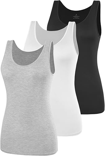 Miniatura 13 de AMVELOP - Camiseta básica sin mangas para mujer, ropa interior, camiseta sin mangas en paquete de 2-4 unidades Blanco,1-bl/Gr/Wh/Pi,1-bl/Wh/Bl/Wh,2