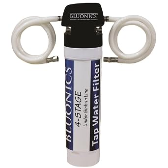 Bluonics Under Sink 4 Stage Direct In-line Tap Water Filter BLUONICS Purifier System for sand, rust, dirt, chlorine, and heavy metals. No separate faucet needed