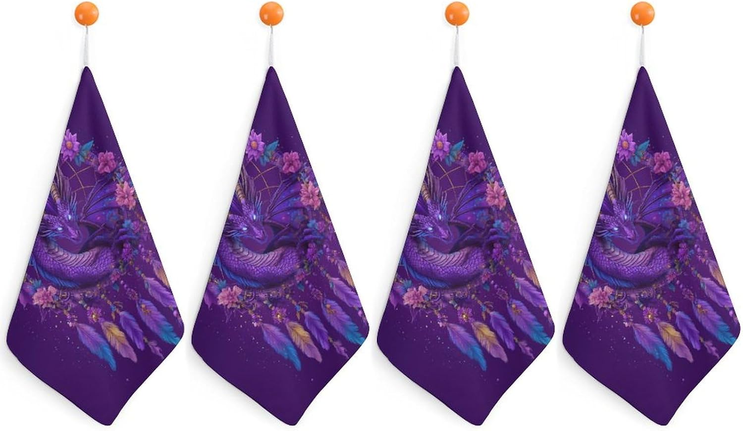Galaxy Dream Catcher Dragon Hand Towels for Bathroom Handkerchief | Absorbent,with Hanging Loop,Kitchen Towels,for Home Hotel,Soft
