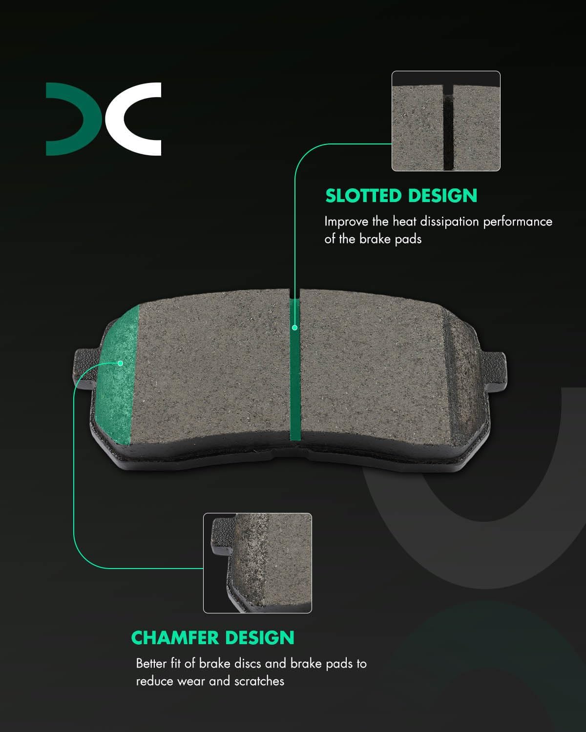 SCITOO D1302 D1814 Front & Rear Ceramic Brake Pads Sets w/Hardware Replacement For Kia For Sedona 2015-2019