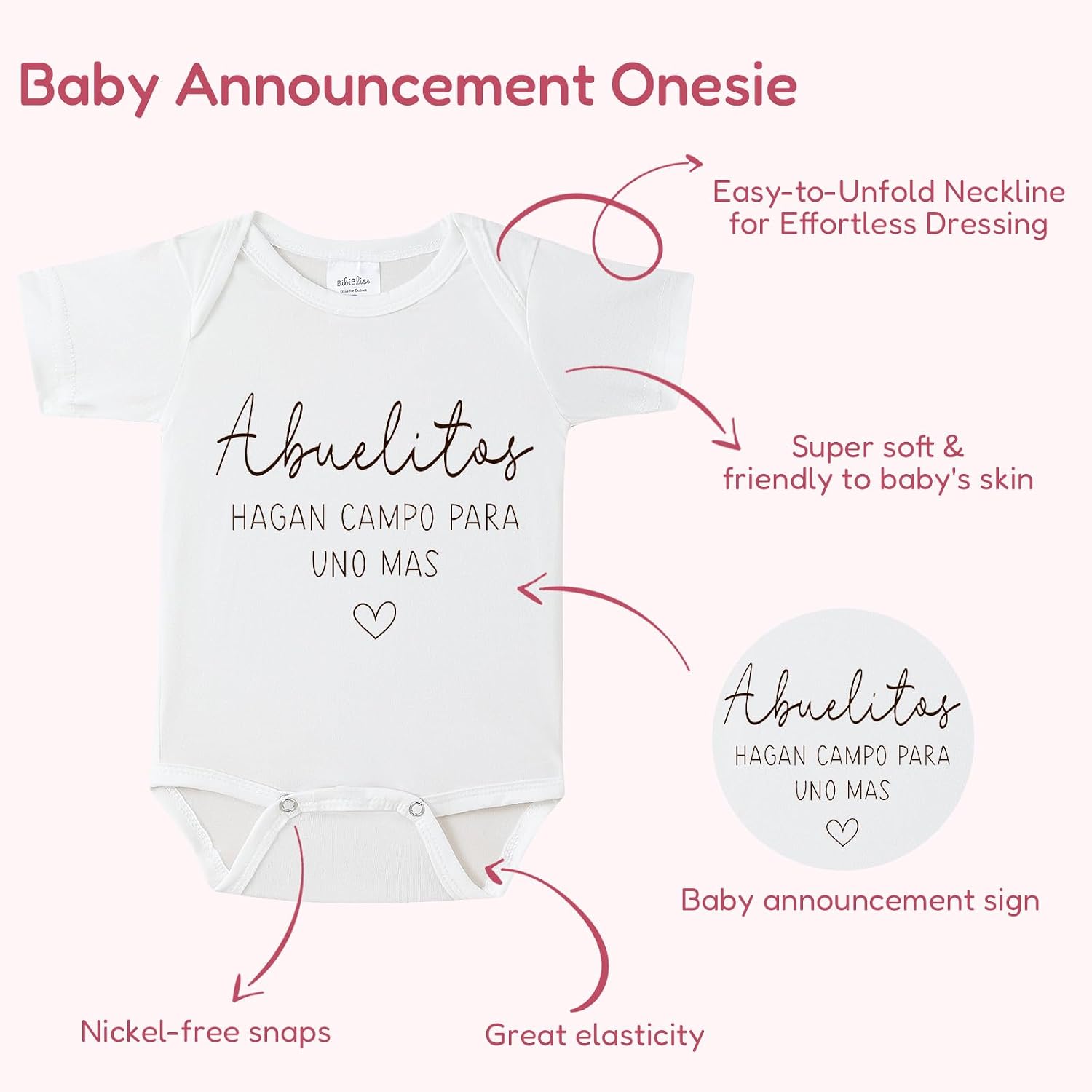 Abuelitos Hagan Campo Para Uno Más Baby Onesie, Spanish Pregnancy Announcement Outfit for Baby Announcements Ideas