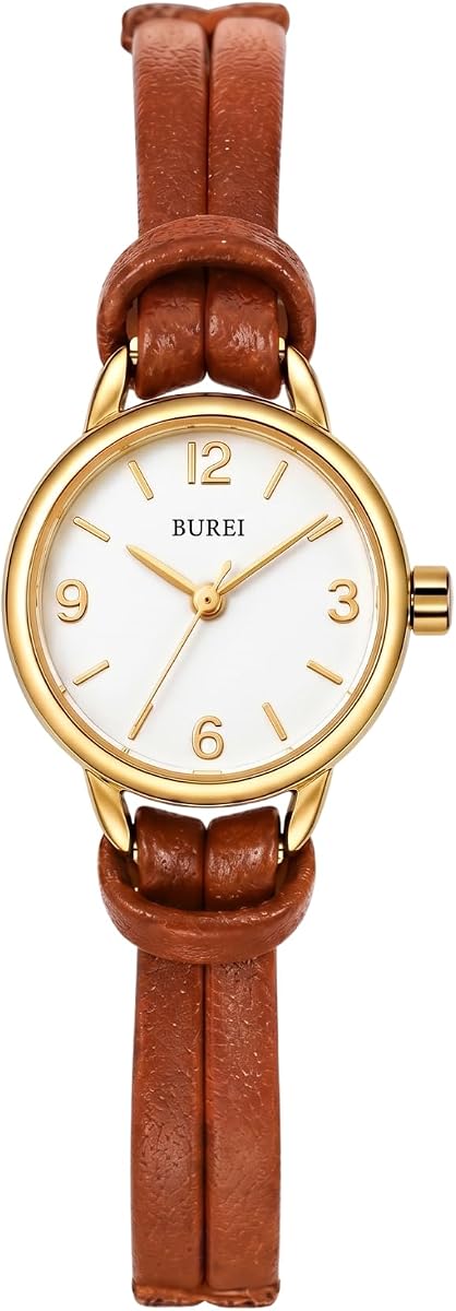 Reloj de cuarzo impermeable de esfera pequeña con correa de cuero marrón para mujer, regalos del Día de la Madre para mamá