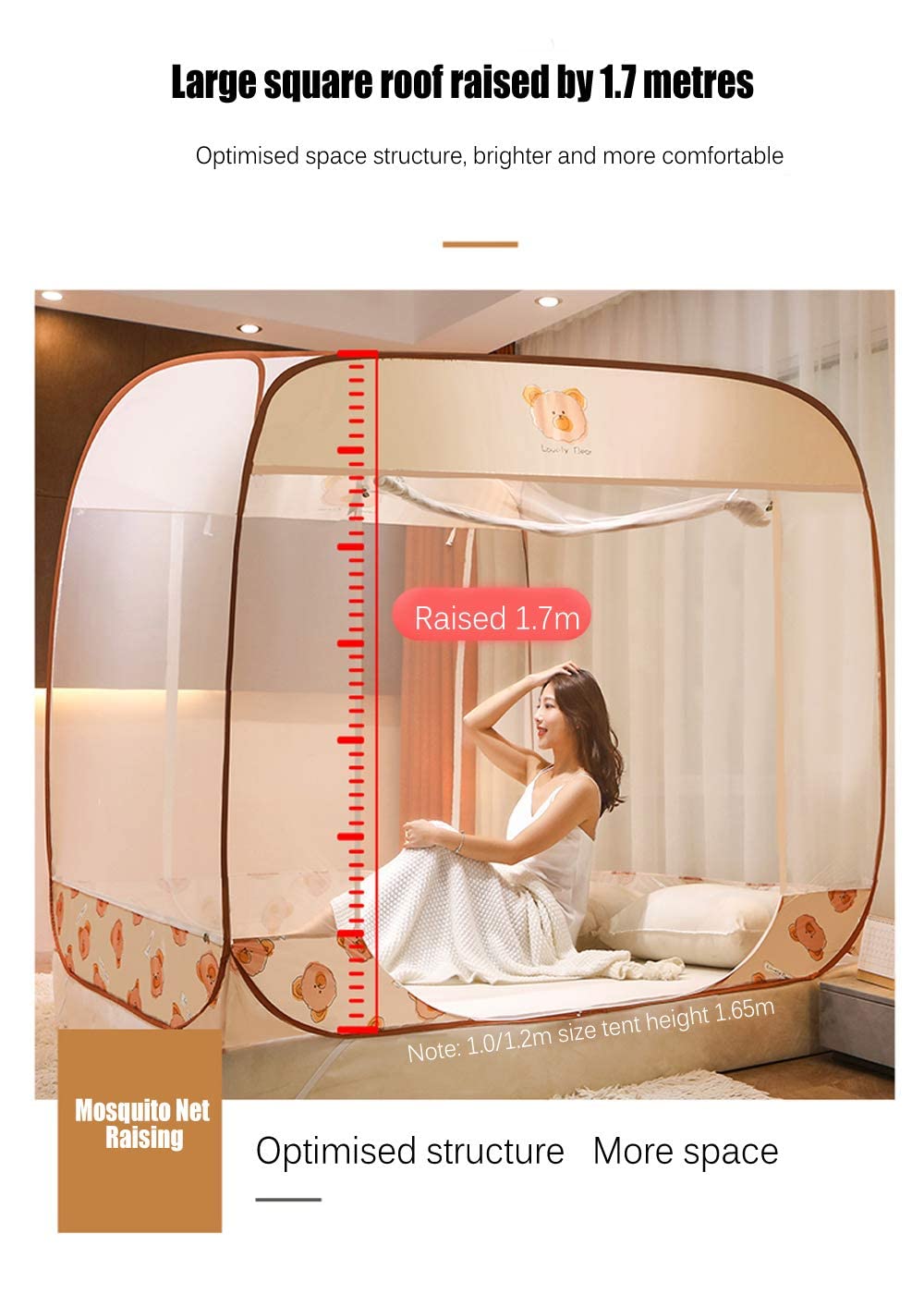 Mosquitera Plegable emergente para Cama, Dosel portátil para Viajes, para Cama Individual/Doble, Tienda de campaña, 1,2 * 2 m, 6