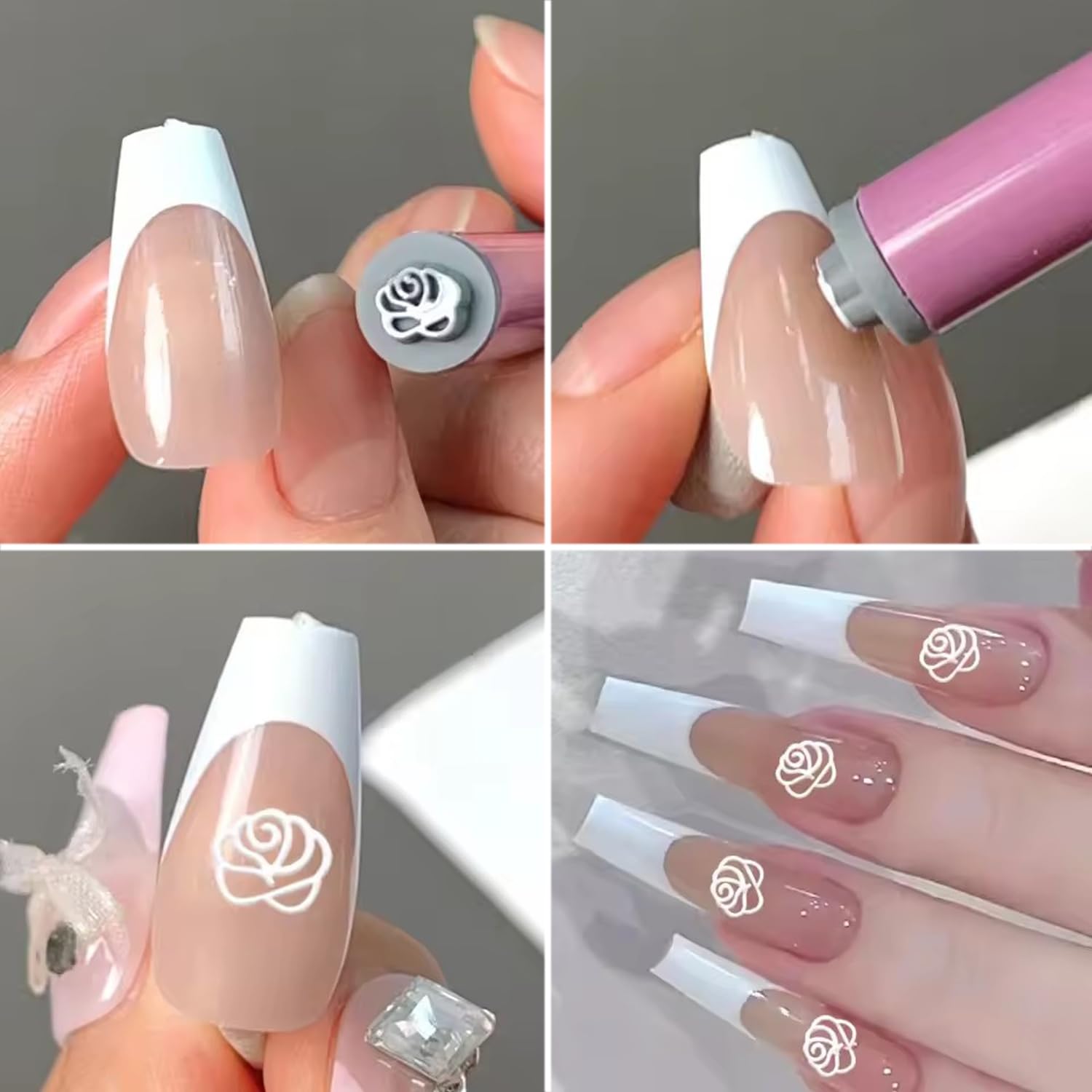 10PCS Nail Art Flower Stamp Pen, Nail Art Stamp Pen Set, Nail Design Stamping Pens DIY Nail Art Tools, Nail Graffiti Tool for Creative Home Manicure Kit