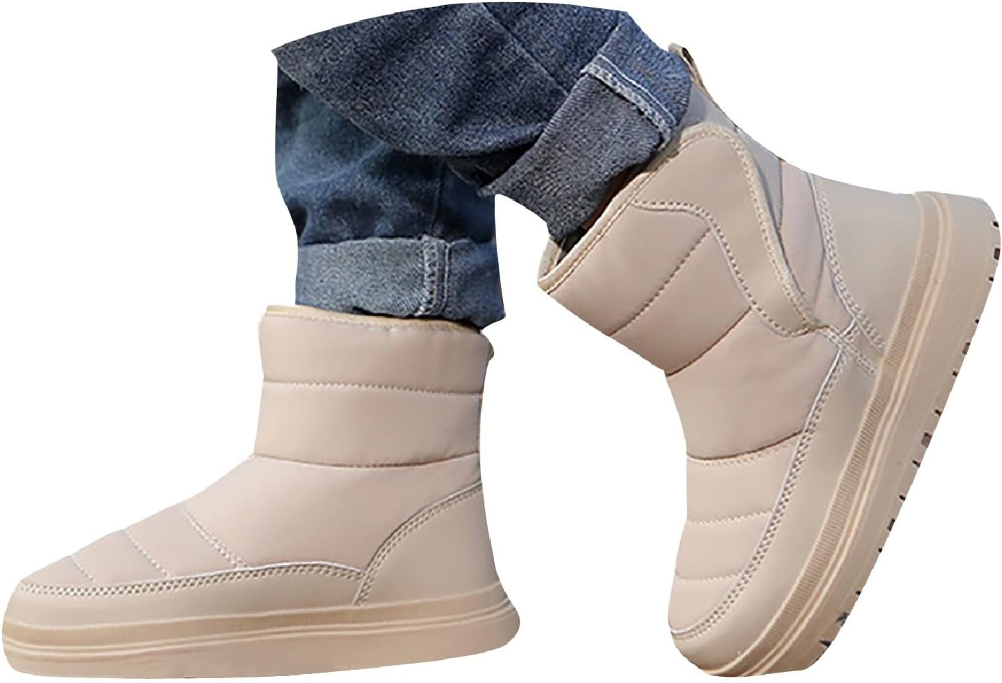 Girls Chunky Sole Snow Boots Winter Waterproof Fleece Lined Snowboots Kids Toddler Padded Warm Flat Walking Booties