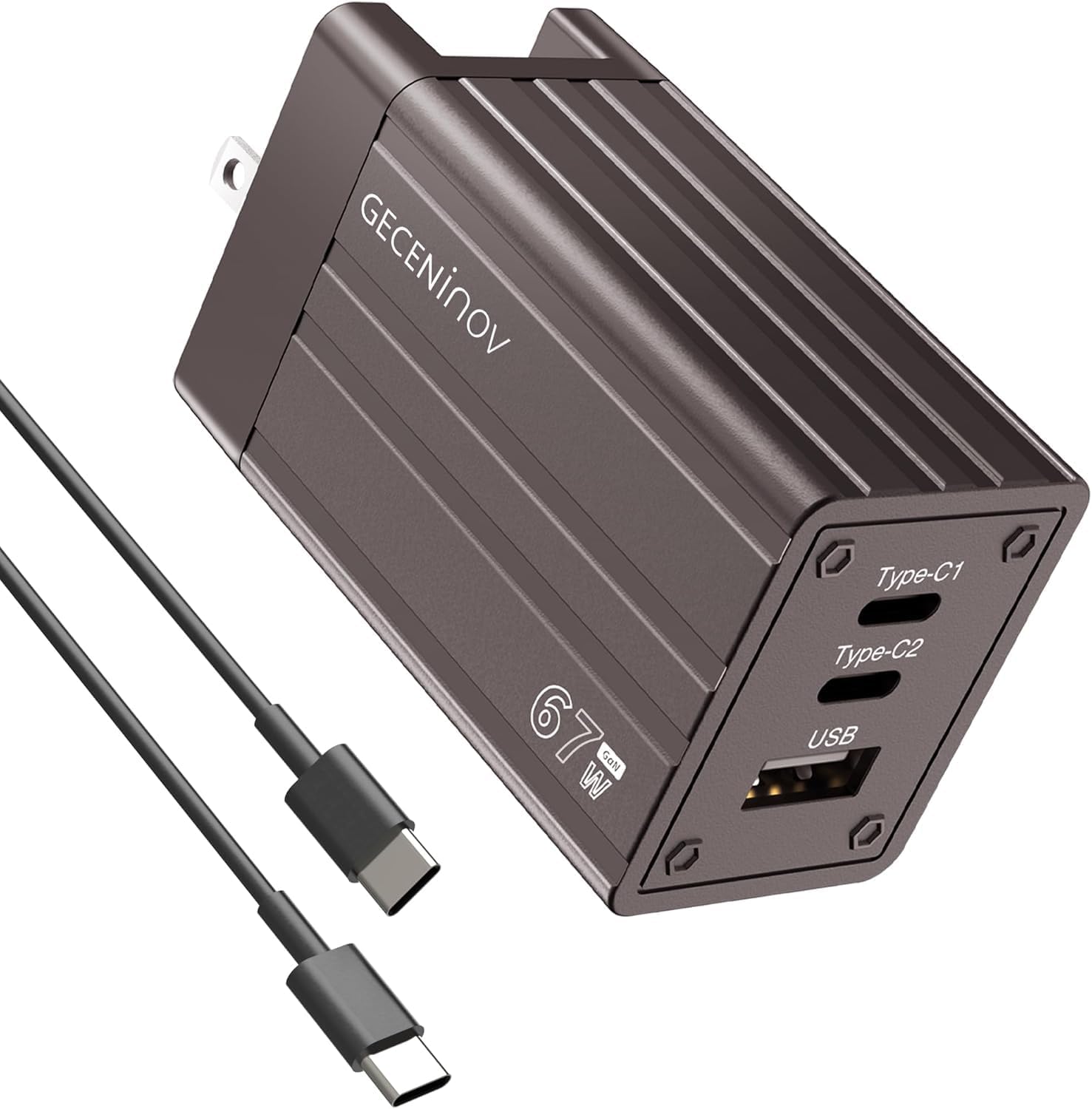 67W USB C Charger Block, 3-Port GaN PPS Fast Compact 67W Wall Charger with Foldable Plug for MacBook Pro/Air, Pixelbook, iPad Pro, iPhone 17/16/Pro, Galaxy S23/S22 (5FT Cable/Bronze Charger Included)