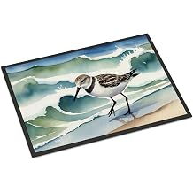 Caroline's Treasures Sanderling Racing the Tide Doormat Front Door Mat Indoor Outdoor Rugs for Entryway, Non Slip Washable Low Pile, 18H X 27W