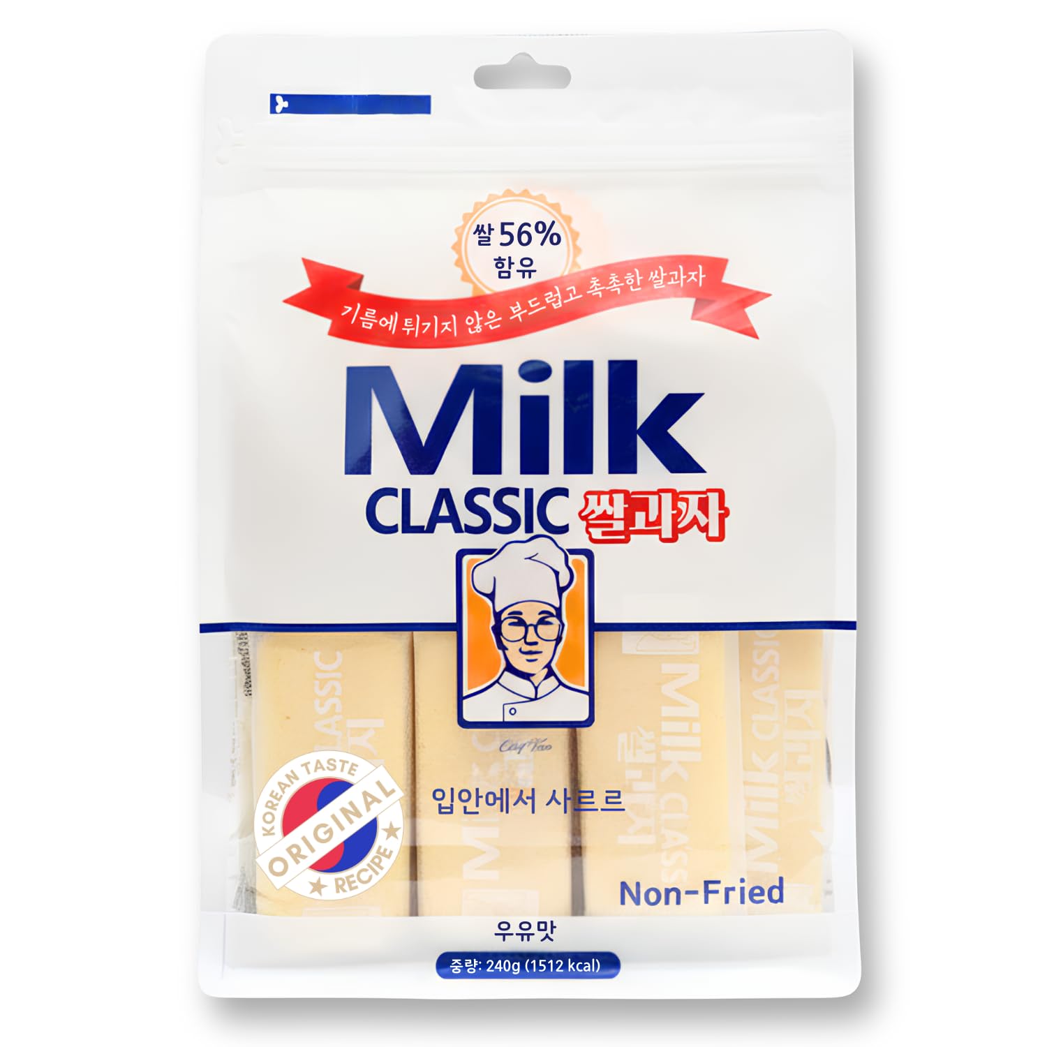 56% Milk Classic Korean Milk Rice Cracker Snacks, 8.46 oz, 1 Pack