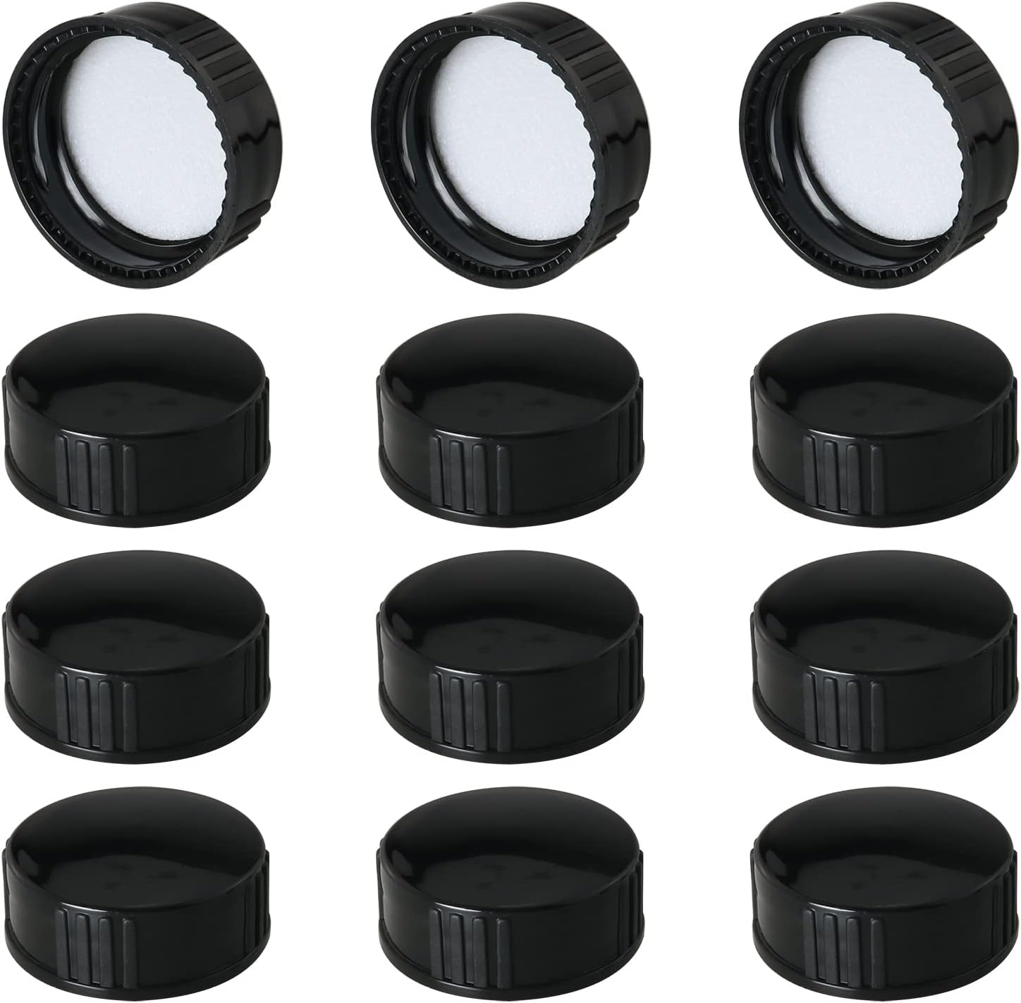 MEETOOT 12pcs Phenolic Resin Cover 28 Threads 28mm Black Poly Seal Screw Caps for Daily Chemicals, Food, Cosmetics Bottles