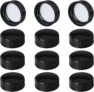 MEETOOT 12pcs Phenolic Resin Cover 28 Threads 28mm Black Poly Seal Screw Caps for Daily Chemicals, Food, Cosmetics Bottles