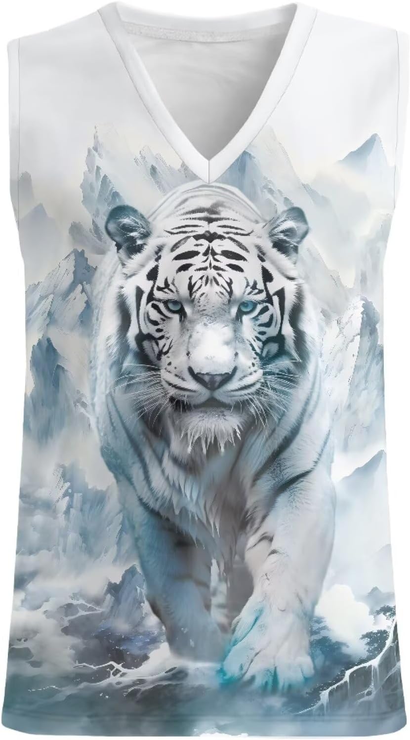 Graphic Athletic Tank Tops Men, Sleeveless Muscle Shirts for Men, V Neck Cut Off Tee Shirts for Beach Gym Running - Image 4