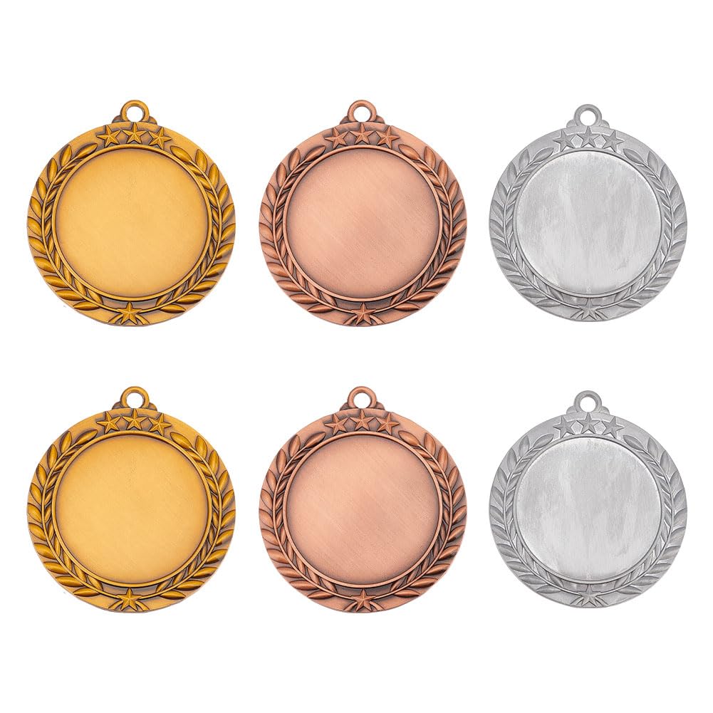 FINGERINSPIRE Juego de 6 medallas de recompensa doradas plateadas redondas diseño trigo