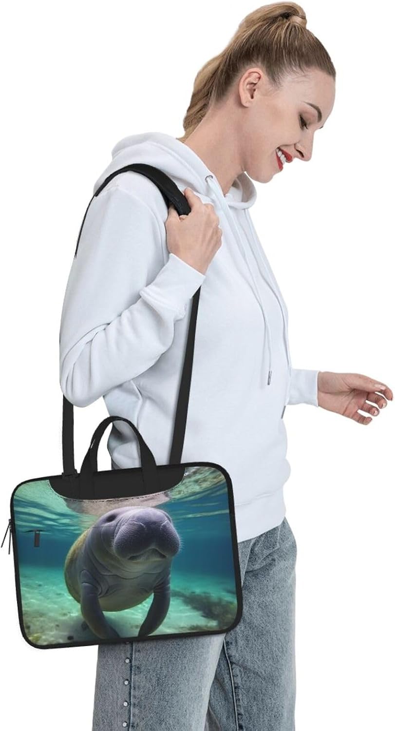 Cute Sea Animal Manatee Laptop Case Laptop Sleeve Computer Bag Messenger Shoulder Bag Computer Case Carrying Cover image 3
