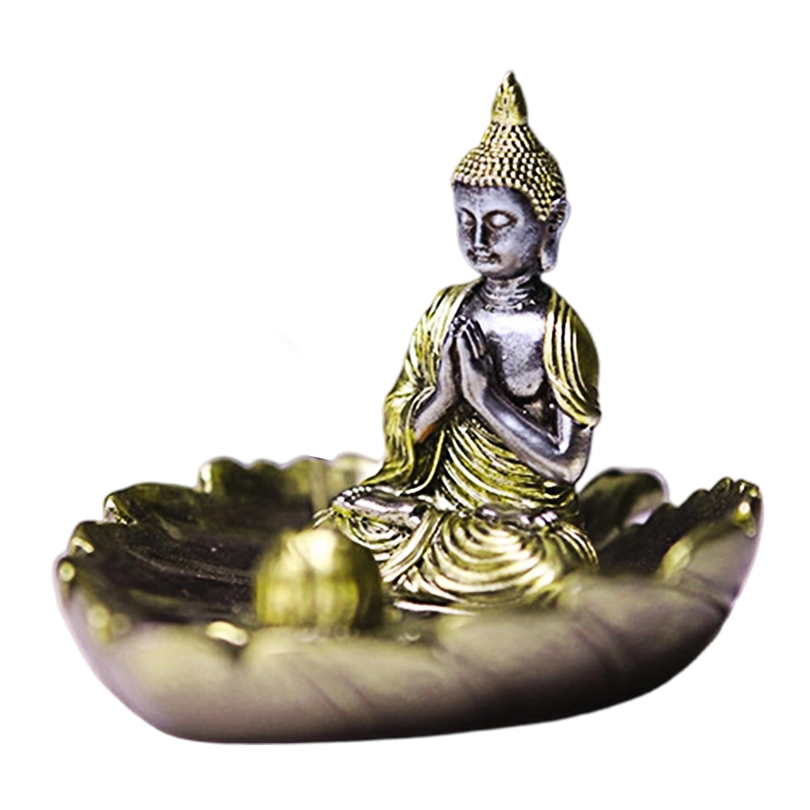 Tsophreniq Incenses Stick Holder with Resin Buddhas Statue Incenses Burners Decorative Ornament for Home Desk Decors Ashes Catcher for Home Yoga Spiritual Table Decor