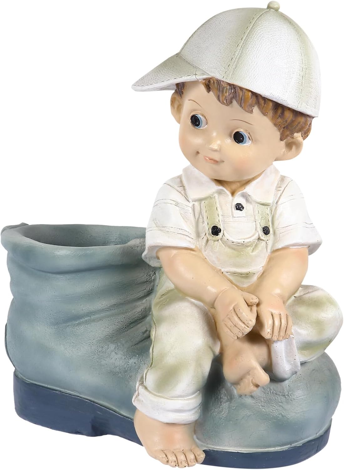 Small Flower Pot Cartoon Boy Resin Garden Sculpture Outdoor Mini Ornament for Patio Lawn Fairy Garden Decoration Tabletop Figurine