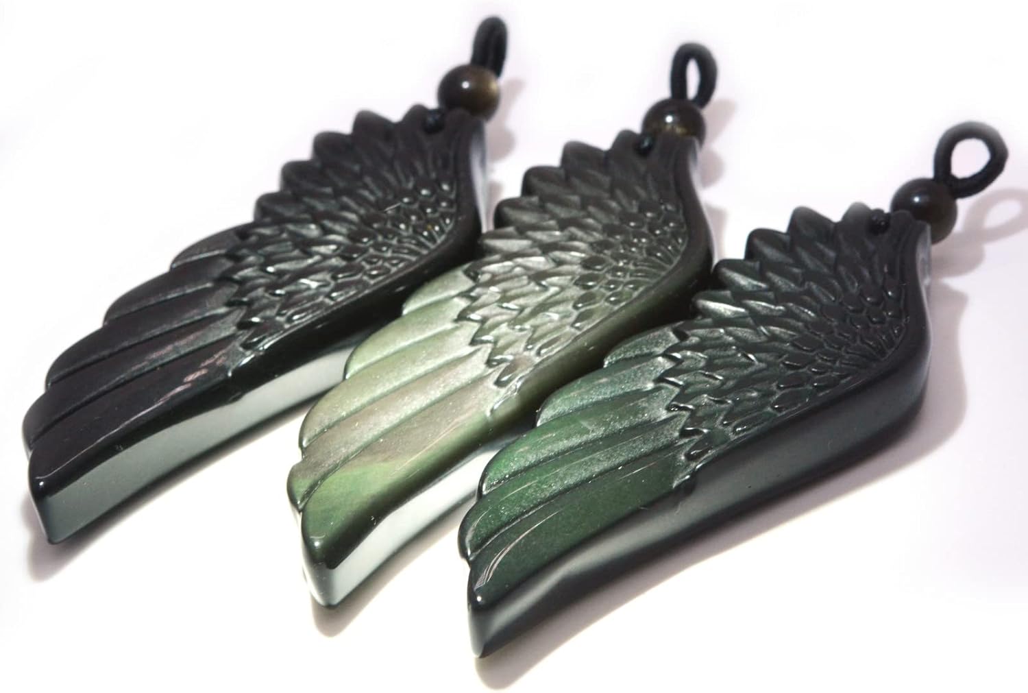 Justinstones Natural Gemstone Carved Angel Wing Reiki Chakra Pendant Necklace 22 Inch - Image 2