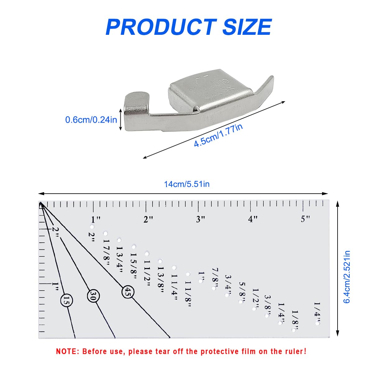 Guida magnetica for cuciture for macchina da cucire, righello