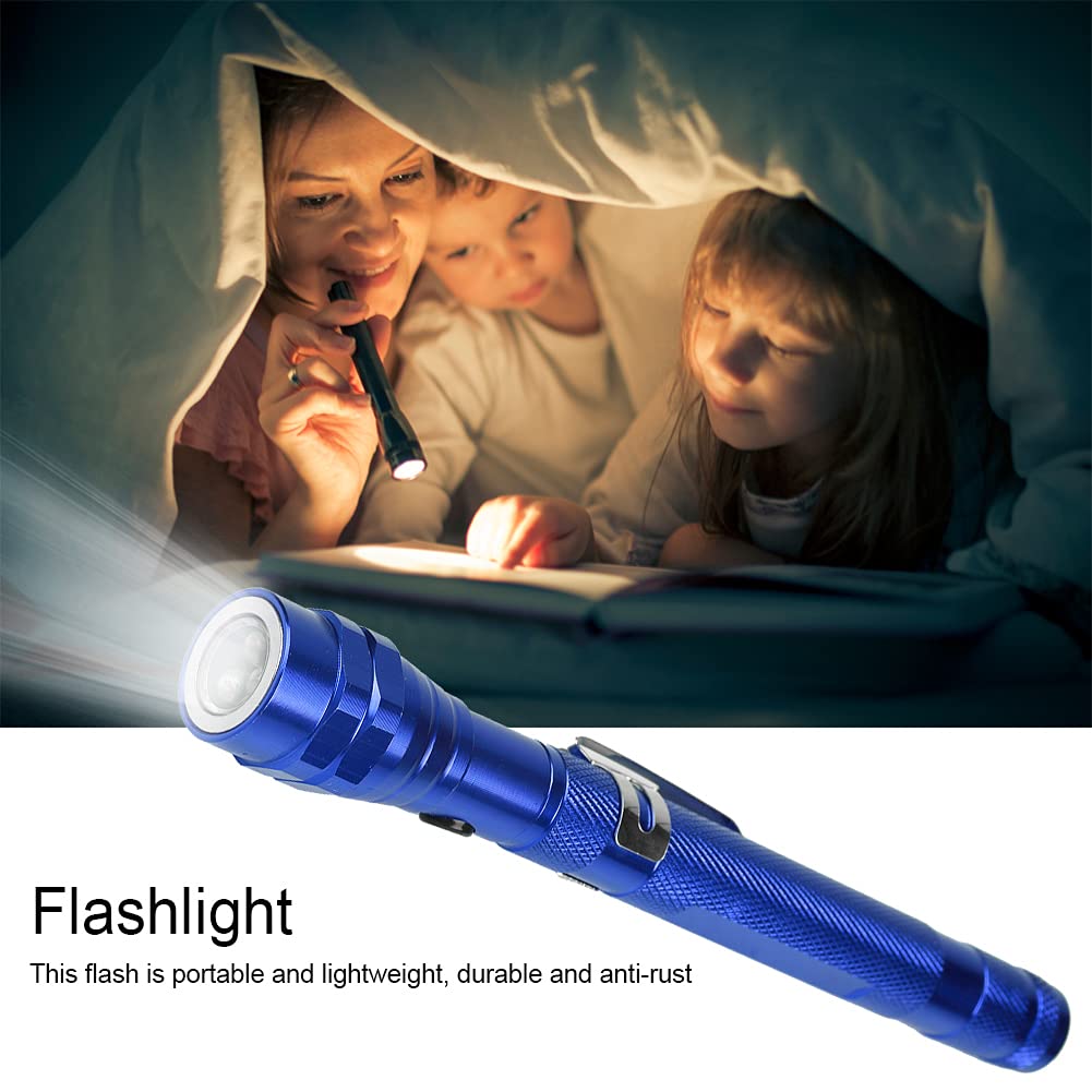 Gavigain LED Work Light, Multi-Function Mini Flexible Telescopic LED Flashlight, Rotatable Torch with Magnetic End, LED Flexible Flashlight for Work Bench, Auto-Repairing, Reading(Blue)