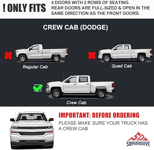 Miniatura 2 de SUPERDRIVE - Estribos ovalados curvados compatibles con Dodge Ram 1500 Crew Cab 2019-2022 (no compatible con cuerpo clásico) (negro, 4 pulgadas de