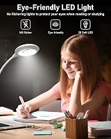 libtit Csíptethető Olvasólámpa - Érintésvezérelt, Tölthető LED Lámpa 3 Fényerősséggel, Hajlítható Nyakkal, Szemkímélő, USB-s Fehér Asztali L 3