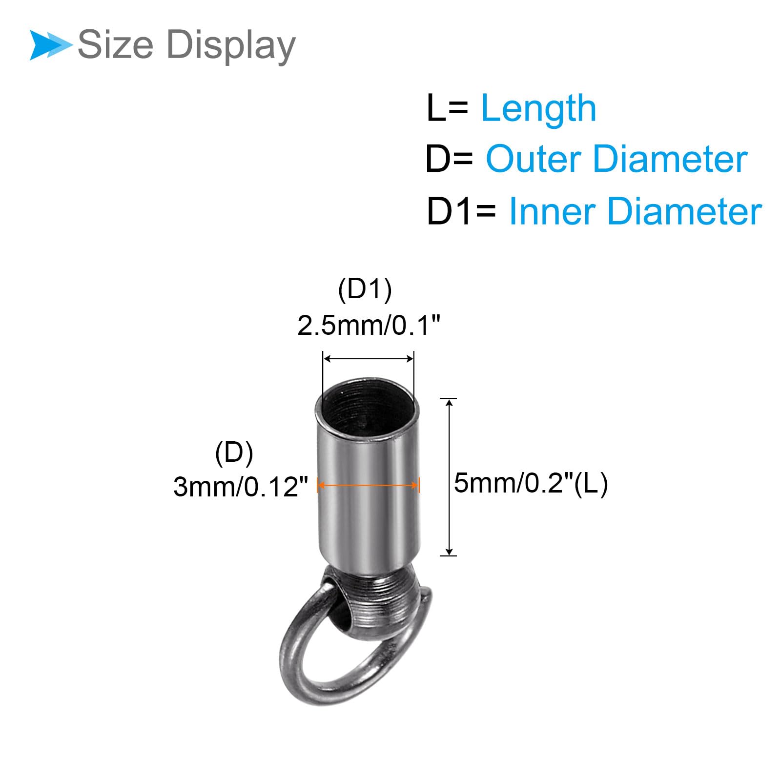 CoCud Leather Cord End Cap with Lobster Claw Clasps, 2.5mm ID, Jewelry Connector Findings Black - (Applications: for Bracelets Necklaces), 10-Pieces