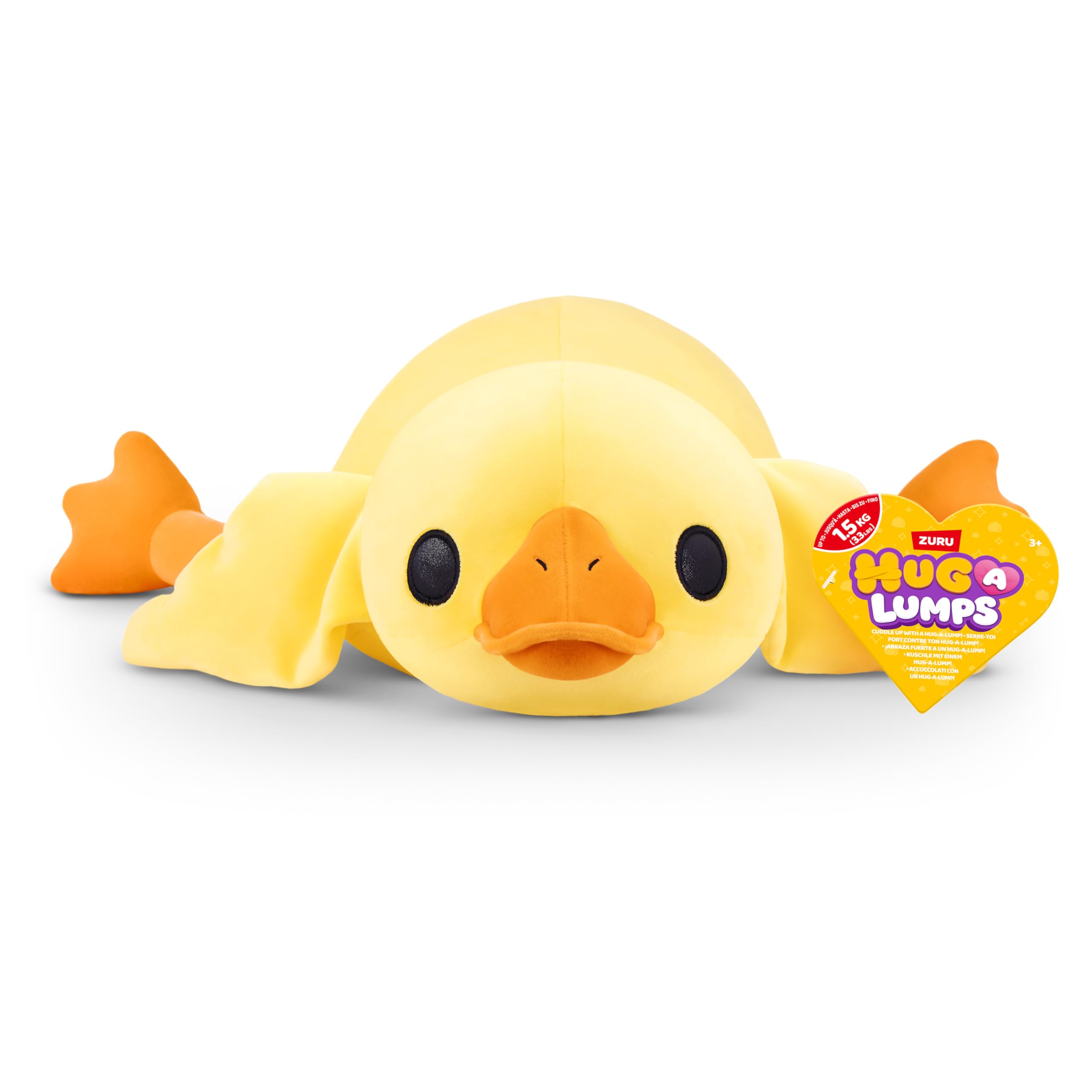 Hug-A-Lumps 1.5kg Weighted Cuddly Squishy 14.5 inch Animal Plush by ZURU, Comfort Companion for Anxiety Relief, Calming Soft Toy for Kids and Adults (Duck/Bailey)