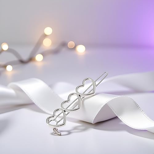 Miniatura 7 de Horquilla de aleación de corazón hueco de plata para el cabello, pinzas para el cabello, accesorios para el cabello para mujer y niñas