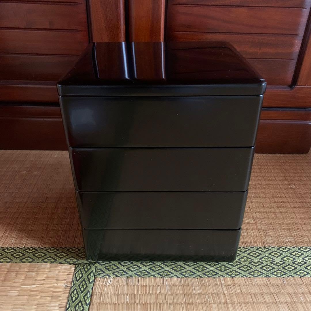 木曽塗 木曽漆器 四段重 木箱入り 重箱 お重 4段 重箱」の