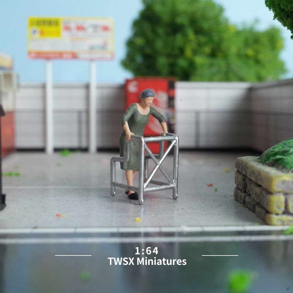 Rehabilitation in Park,1:64 Scale,1PC, Miniature Models, Suitable for DIY Landscapes, Creative Scenes, Matching and Macro Photography (Elderly People with Mobility Difficulties)