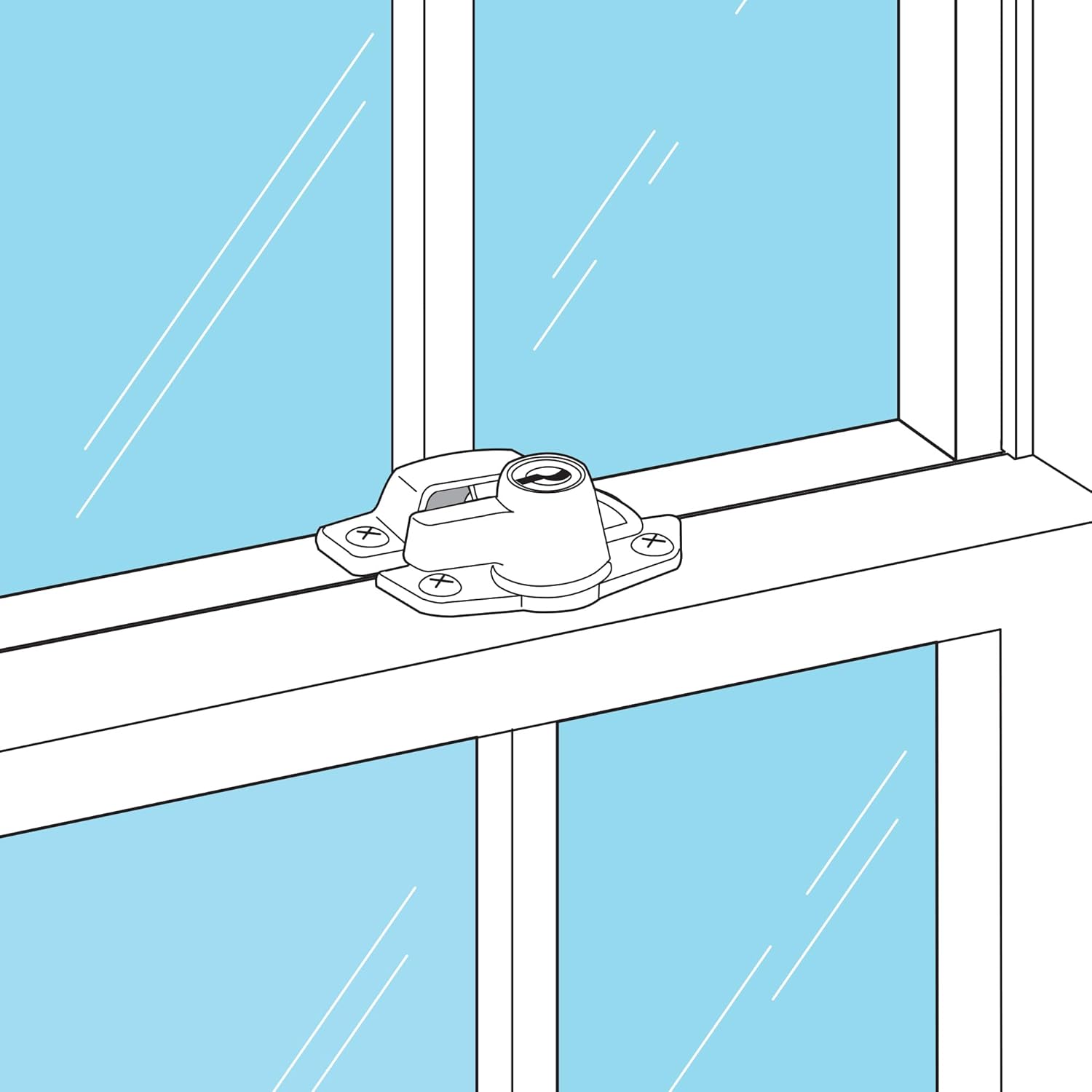 Prime-Line U 9927 Keyed Sash Lock, Child-Proof Security Lock Only Unlocks w/ Key, For Aluminum, Vinyl or Wood Double-Hung Windows, 2” Hole Centers, Heavy-Duty Zinc, Brass Plated (Single Pack)