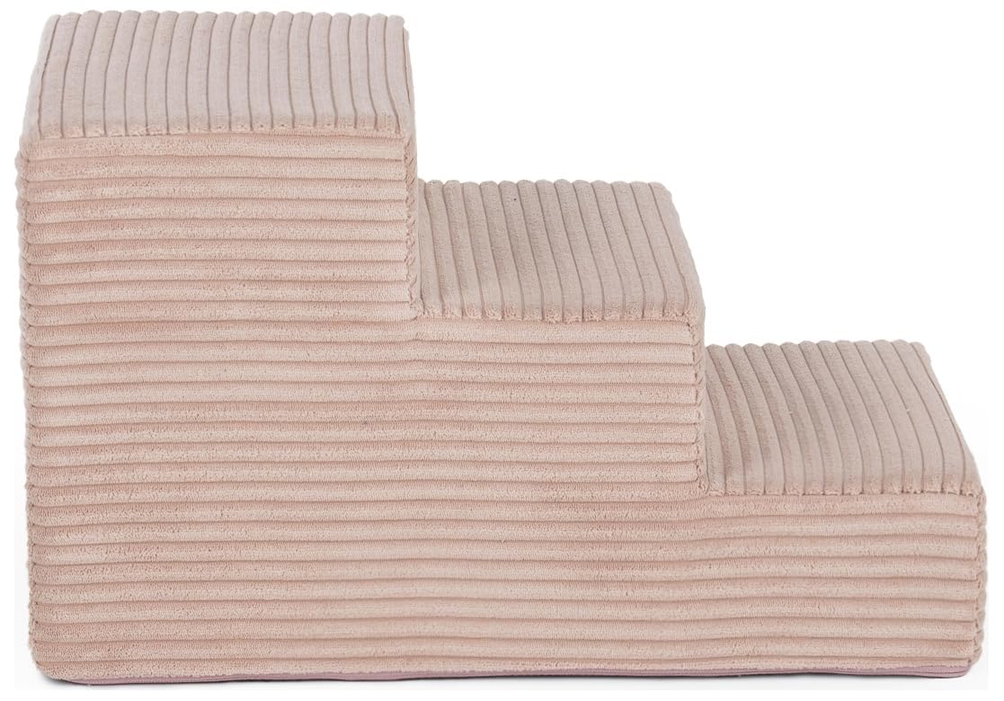 Scaletta Scale 3 gradini per Cane Gatto Animali Domestici Poliuretano Leggera (Colore: Rosa Chiaro (Velluto a Coste))
