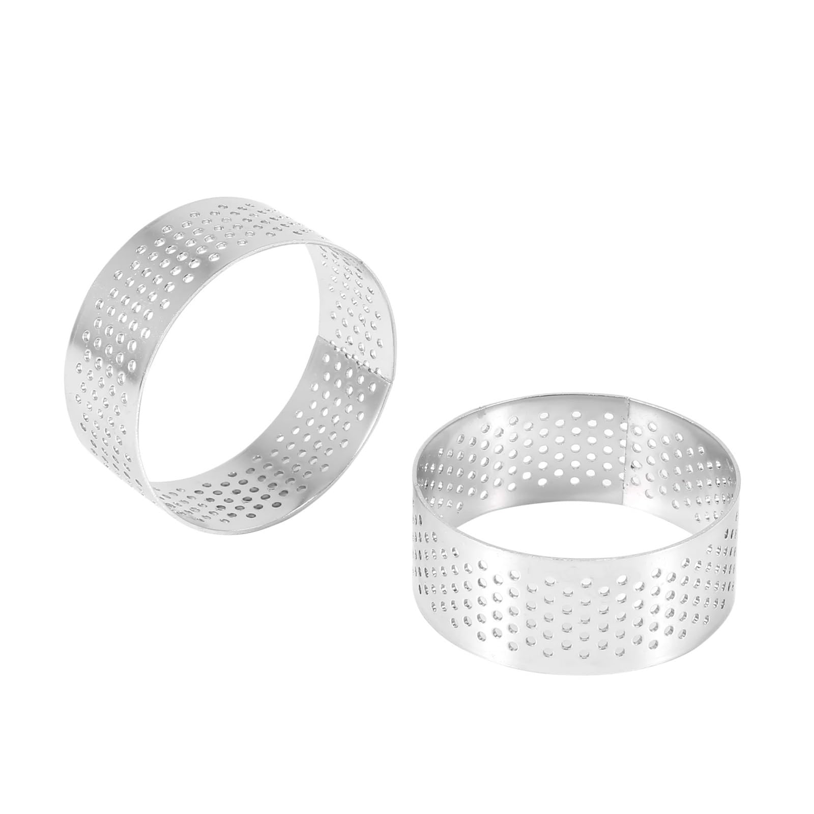 Anillo Para Tartas Paquete de 12 moldes de acero inoxidable for tartas, resistentes al calor, perforados, redondos, for mousse y donas.(8cm(12 PCS))