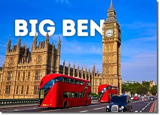 Big Ben Refrigerator Magnet - London UK Landmark Souvenir - British Parliament Clock Tower Photo Fridge Magnet - 3.5 x 2.5 Inch Iconic Travel Keepsake