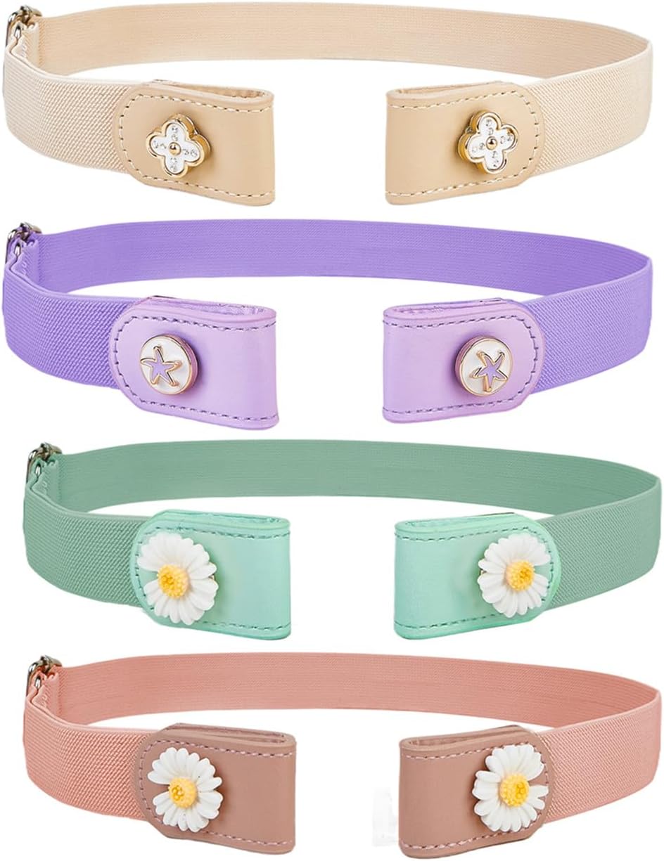 4 Pieces Women Buckle Free Stretch Comfortable Invisible Elastic Adjustable Belt