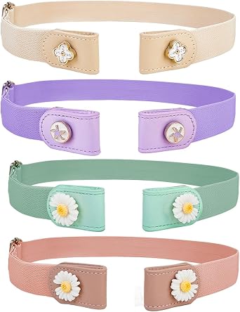 4 Pieces Women Buckle Free Stretch Comfortable Invisible Elastic Adjustable Belt