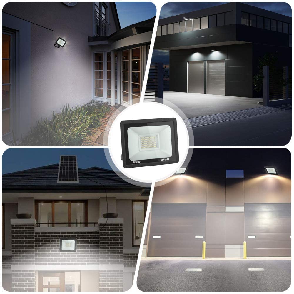2PCS Foco LED Exterior 50W Blanco Cálido 3000K, 5000LM Focos, Lampara Pared, IP66 Impermeable, para Garaje, Patio, Terraza, Jardín