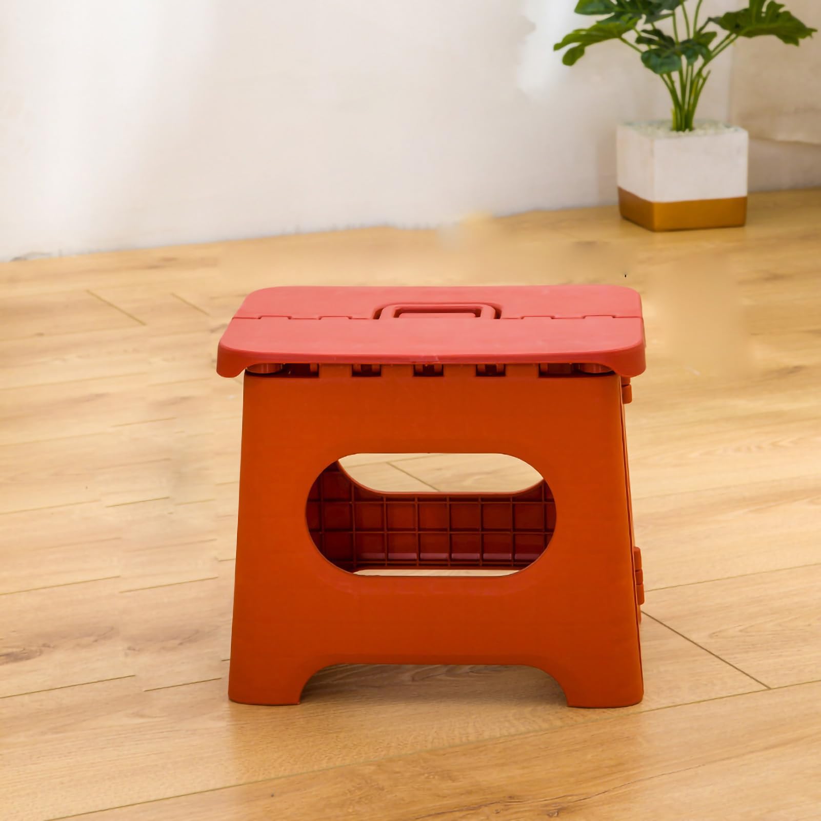 Folding Step Step Portable 28x24x22 cm Plastic Space Saving and Stable Step Step for Adults and Children with Folding Mechanism Portable Footstool for Home and (Vintage Red)