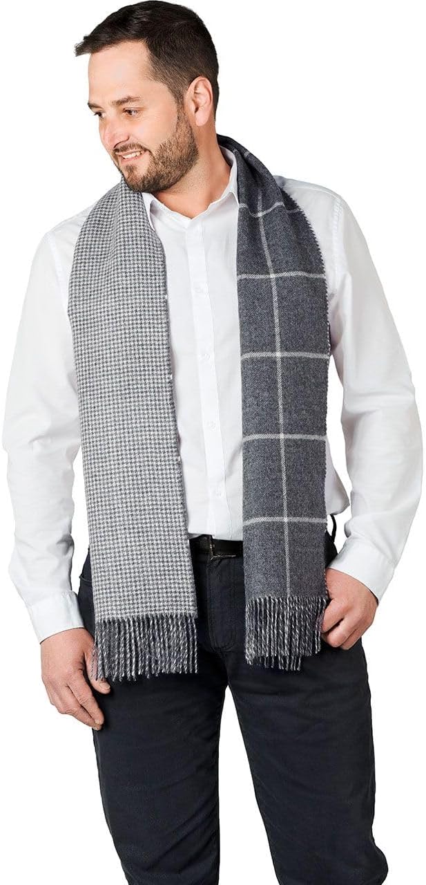 Inca Fashions - 100% Baby Alpaca Wool - Double-Sided Reversible Unisex Scarf - Multiple Colors and Styles
