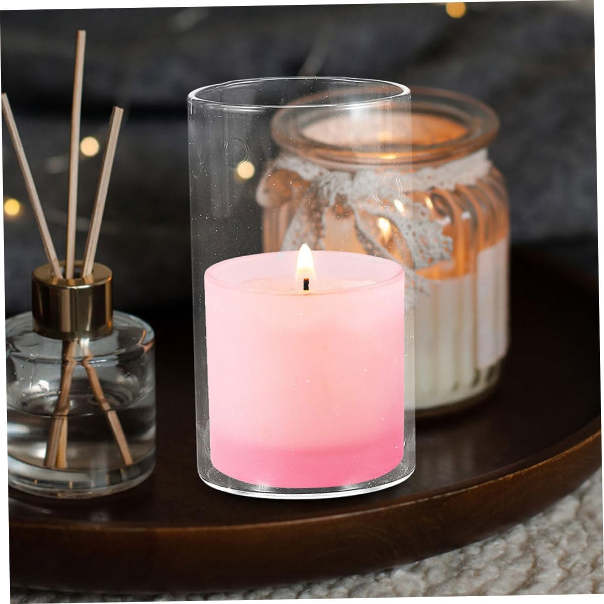 Elegant Glass Candle Cylinder Covers 3 Pack Windproof Home Decor for Wedding