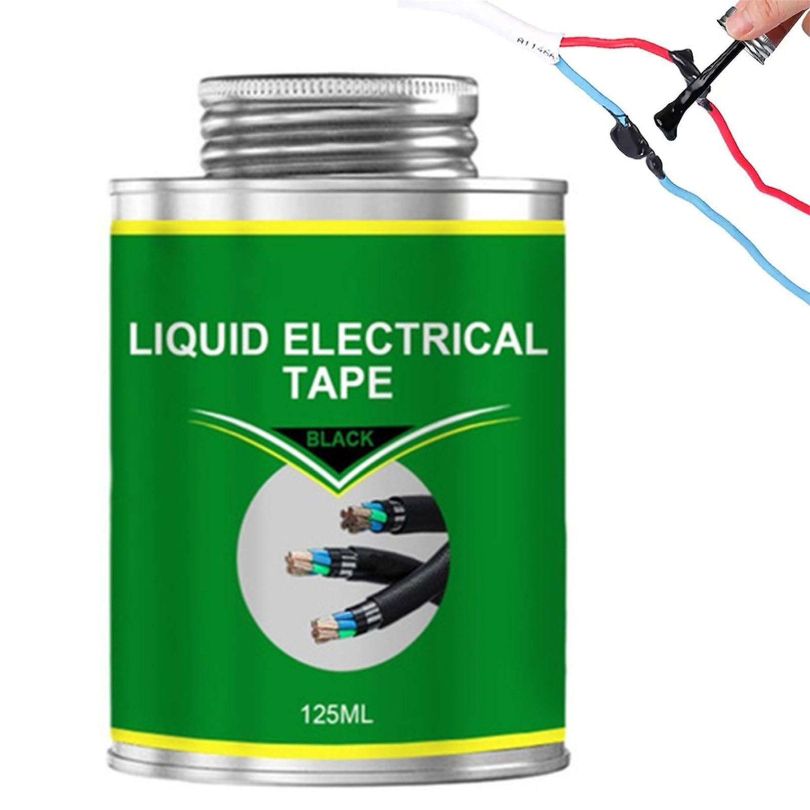 Cerioll Liquid Electrical Tape, Liquid Insulating Rubber Coat, Cable Repair Paste, Waterproof Insulating Glue, Waterproof Fast Dry, 125ml (Black)