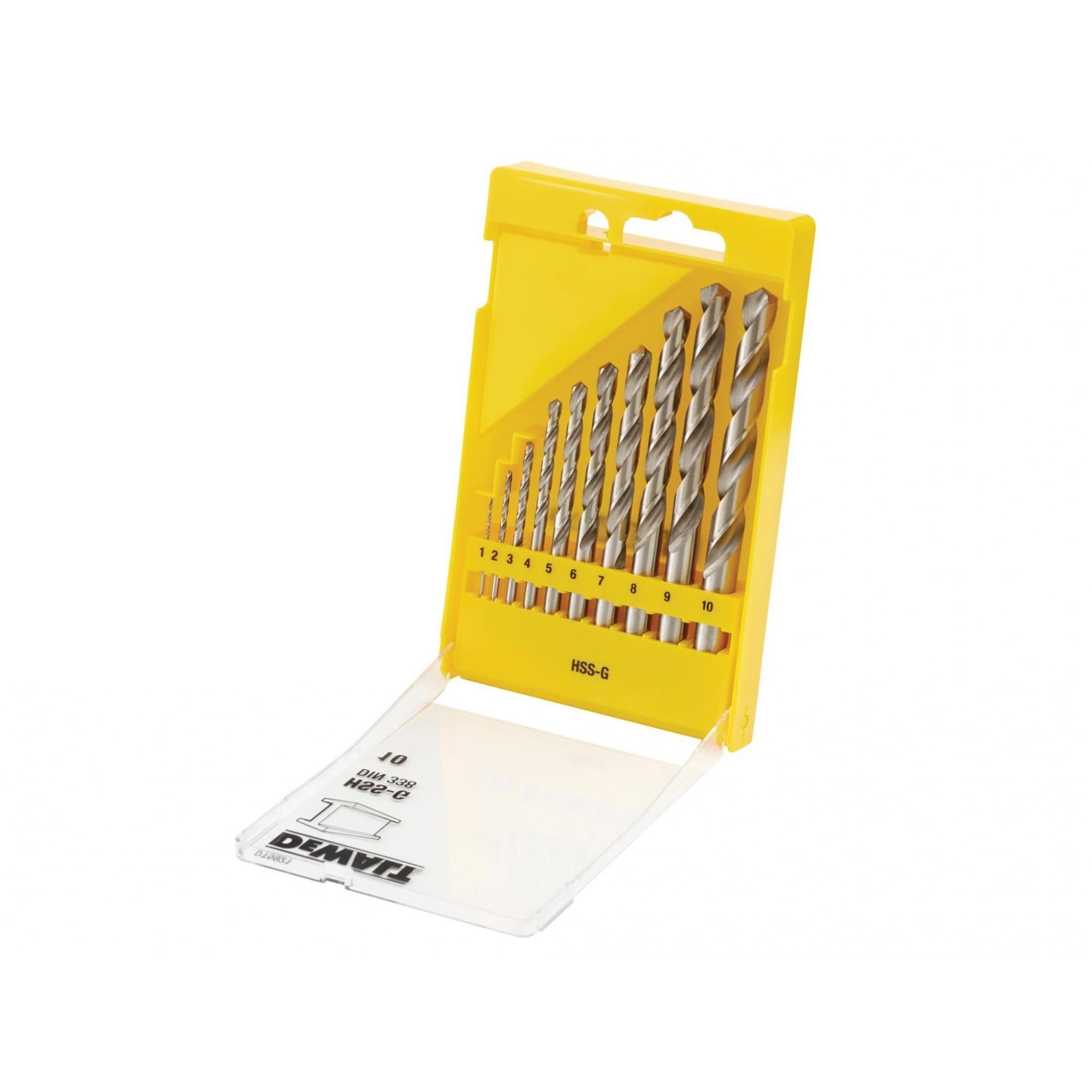 DEWALT Metallbohrer-Set (10-tlg. HSS-G Metallbohrer DIN 338, Set in Kunststoff-Kassette, 1, 2, 3, 4, 5, 6, 7, 8, 9, 10 mm Ø) DT5921