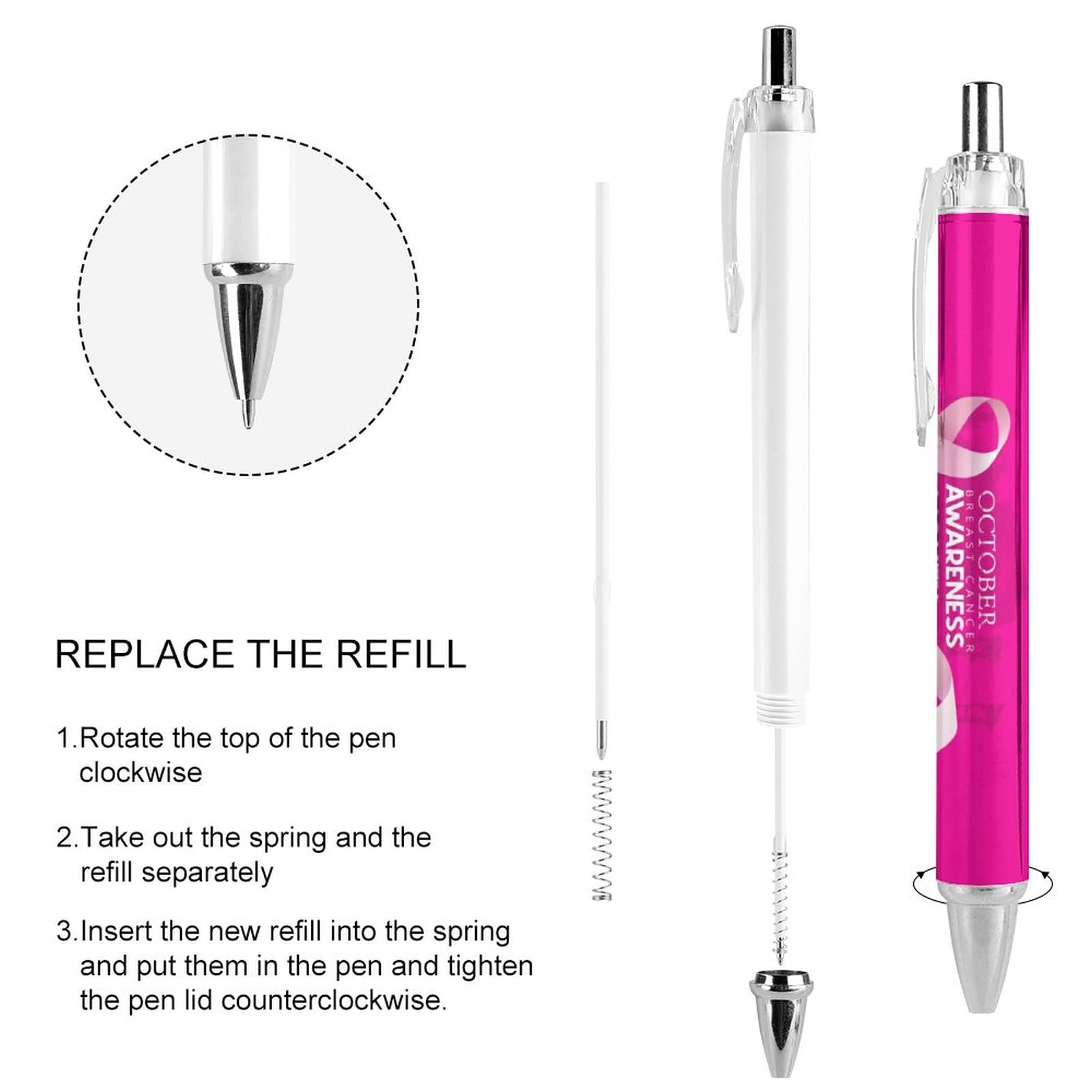 Lot De 50 Stylos à Bille Rose Pour Sensibilisation Au Cancer Du Sein - En Plastique, Avec Ruban Rose, Cadeau De Soutien