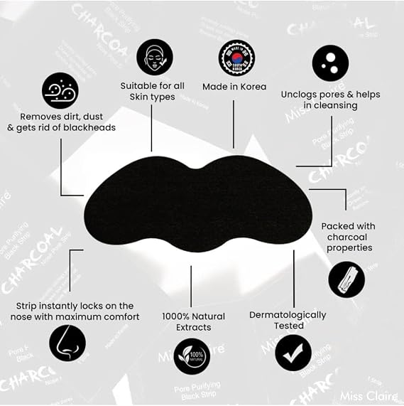 (10 Pcs) Blackhead Remover | Nose Beauty Stickers | Blackhead Acne Removal Pore Cleansing Nose Cleaning Strips | Deep Cleansing Nose Pore Strips For Men & Women (Black)