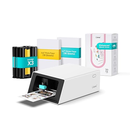 Liene PixCut S1 Photo Sticker Printer Creator Plus Pack - All-in-One Sticker Maker Machine for DIY Crafts, Custom Labels & Gifts, Thermal Dye-Sublimation, 300 DPI Prints, Precise AI Auto-Cutting