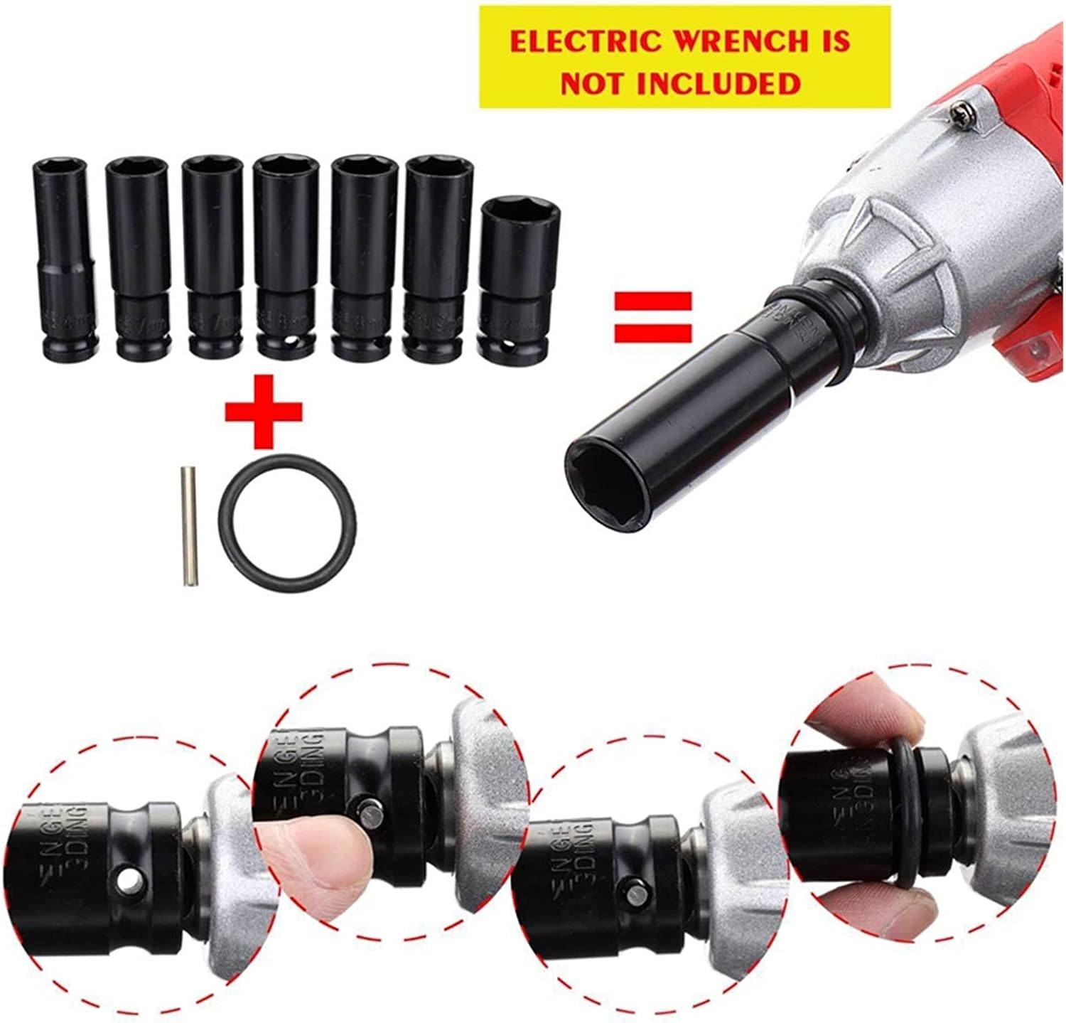 14Pcs Electric Impact Wrench Hexs Socket Head Set Kit Drill Chuck Drive Adapter Set for Electric Drill Screwdrivers Drill Chuck