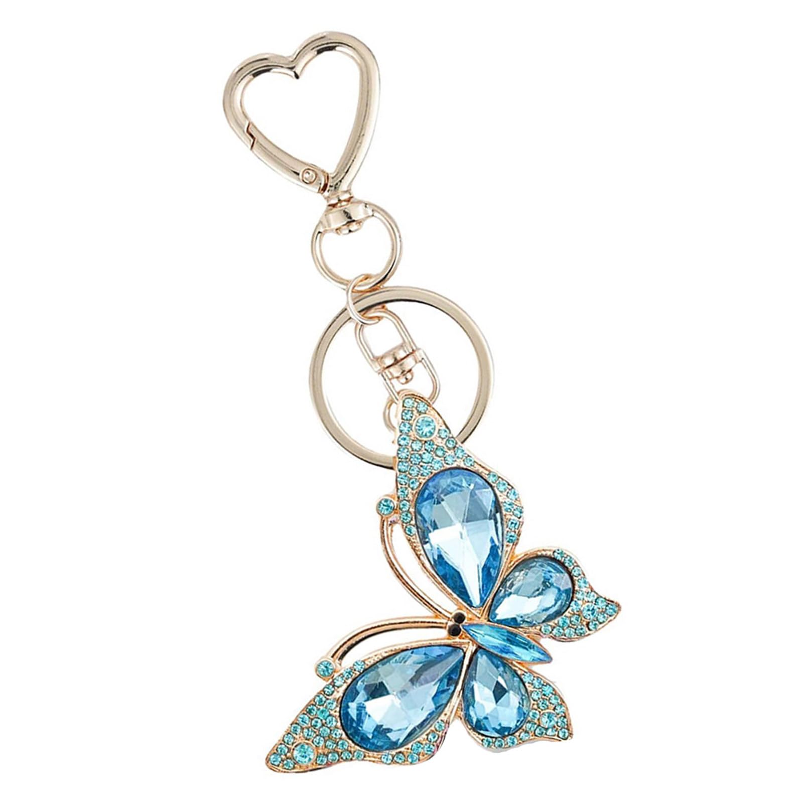 Tmboryuu Sparkling Butterfly Bag Charm Keyring Accessory Key Pendant Metal Texture For Decorating Purse And Backpack
