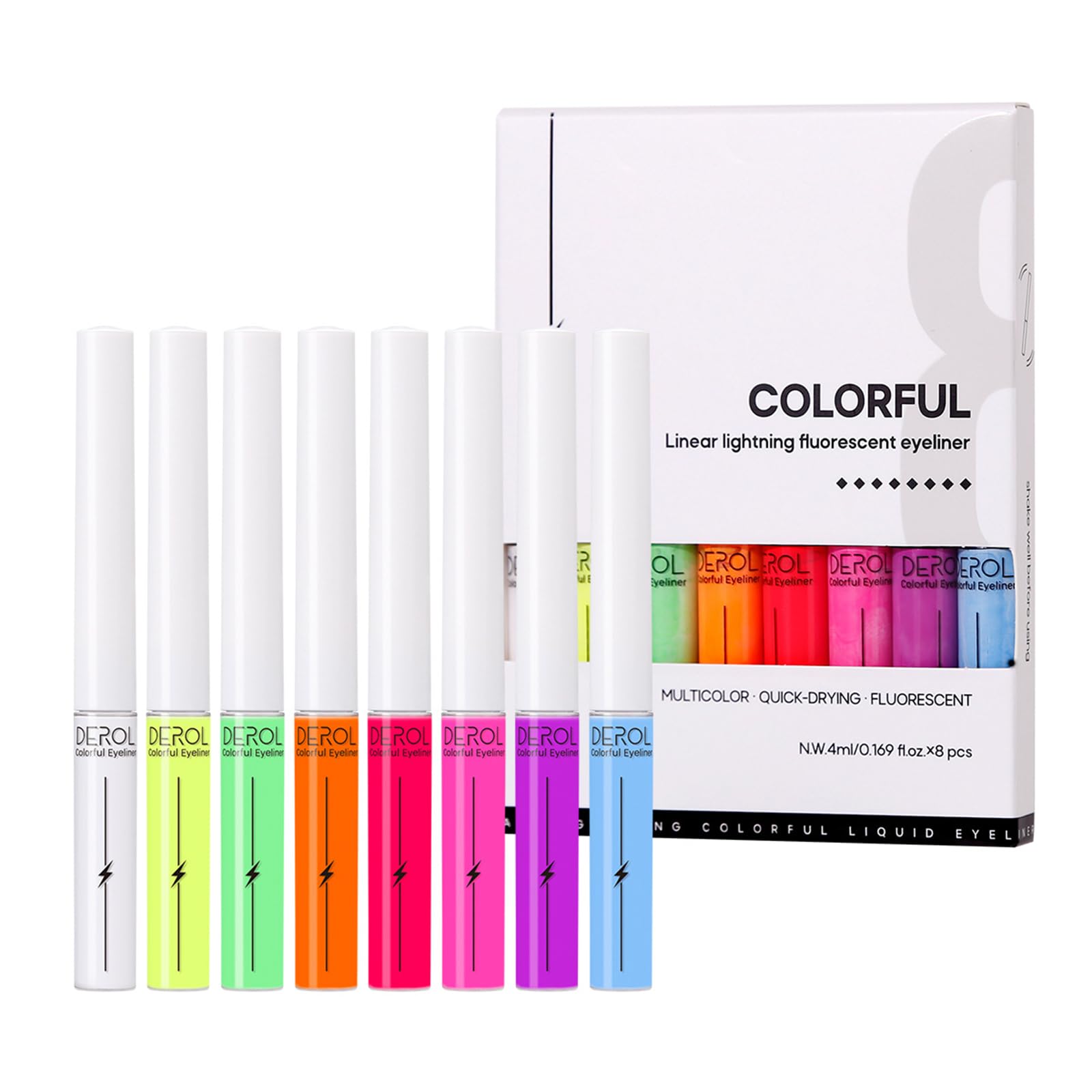 Welhammsae Neón Delineador de Ojos Líquido, 8 Colores, Waterproof, Resistente al Agua, Alta Expresión Del Color y Fácil de Usar, para Mujeres, Niñas