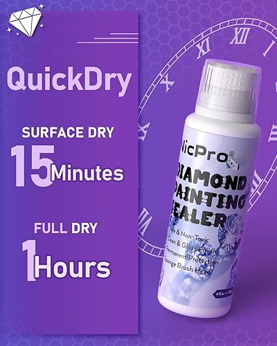 Miniatura 3 de Paquete de 2 selladores de pintura de diamantes de 8.1 fl oz con cabezal de esponja, accesorios de pintura de diamante 5D de alto brillo para